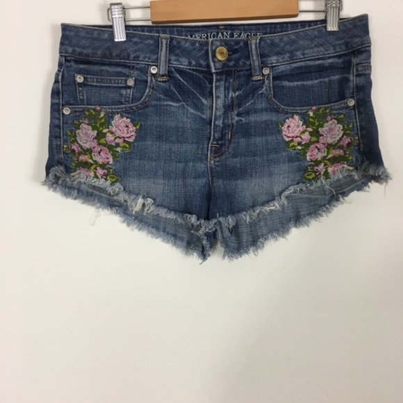 American Eagle Outfitters Pants - American Eagle Floral Embroidered Jean Shorts